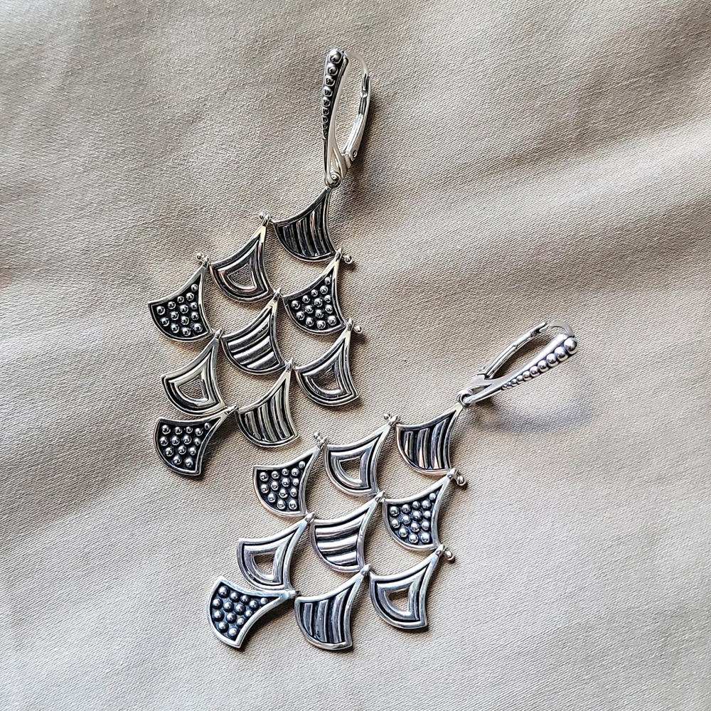 Lagos Pagoda Chandelier earrings in sterling silver